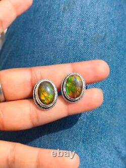 Natural AAA Quality Ammolite Cufflinks Oval Gemstone Silver Unisex Jewelry Gift