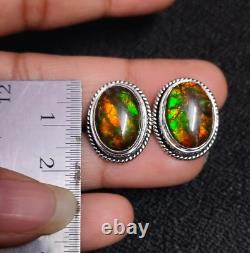 Natural AAA Quality Ammolite Cufflinks Oval Gemstone Silver Unisex Jewelry Gift