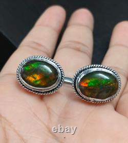 Natural AAA Quality Ammolite Cufflinks Oval Gemstone Silver Unisex Jewelry Gift