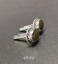 Natural AAA Quality Ammolite Cufflinks Oval Gemstone Silver Unisex Jewelry Gift