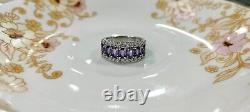 Natural Amethyst & Cubic Zirconia 925 Sterling Silver Ring Gemstone Jewelry Gift