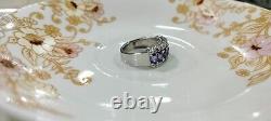 Natural Amethyst & Cubic Zirconia 925 Sterling Silver Ring Gemstone Jewelry Gift