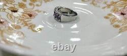 Natural Amethyst & Cubic Zirconia 925 Sterling Silver Ring Gemstone Jewelry Gift