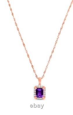 Natural Amethyst Necklace 925 Sterling Rose Gold Plated Necklace Jewelry Gift