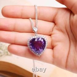 Natural Amethyst Pendant Necklace 925 Sterling Silver Jewelry Gift For Wife Girl