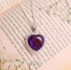 Natural Amethyst Pendant Necklace 925 Sterling Silver Jewelry Gift For Wife Girl