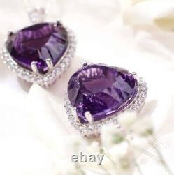 Natural Amethyst Pendant Necklace 925 Sterling Silver Jewelry Gift For Wife Girl