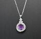 Natural Amethyst With Diamond 925 Sterling Silver Jewelry Pendent Gift For Girls