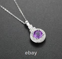 Natural Amethyst With Diamond 925 Sterling Silver Jewelry Pendent Gift For Girls