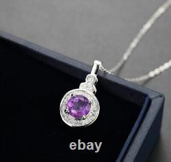 Natural Amethyst With Diamond 925 Sterling Silver Jewelry Pendent Gift For Girls