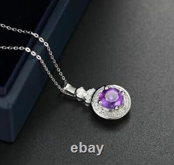 Natural Amethyst With Diamond 925 Sterling Silver Jewelry Pendent Gift For Girls