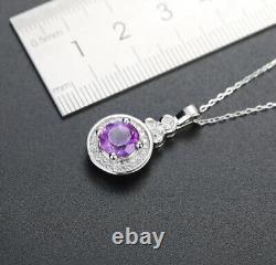 Natural Amethyst With Diamond 925 Sterling Silver Jewelry Pendent Gift For Girls