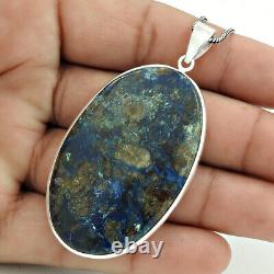 Natural Azurite Gemstone Birthday Gift Pendant 925 Sterling Silver Jewelry Gift