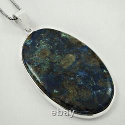 Natural Azurite Gemstone Birthday Gift Pendant 925 Sterling Silver Jewelry Gift