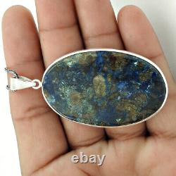 Natural Azurite Gemstone Birthday Gift Pendant 925 Sterling Silver Jewelry Gift