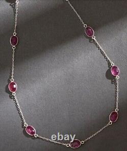 Natural Bangkok Ruby Necklace Silver 925 Sterling Handmade Jewelry Gift For Her
