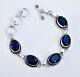 Natural Blue Sapphire Oval Cut Bracelet 925 sterling Silver Jewelry Gift For Her