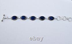 Natural Blue Sapphire Oval Cut Bracelet 925 sterling Silver Jewelry Gift For Her