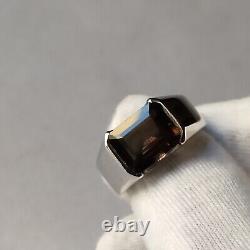 Natural Brown Smoky 925 Solid Sterling Silver Handmade Men Jewelry Gift For Him