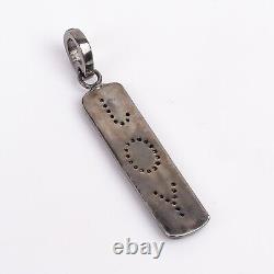 Natural Diamond Pave Pendant Oxidized 925 Sterling Silver Handmade Jewelry Gift