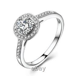 Natural Diamonds Wedding Jewelry Gift Pave&Prong Round 5mm Sterling Silver Ring