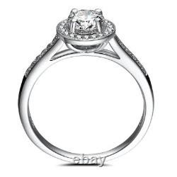 Natural Diamonds Wedding Jewelry Gift Pave&Prong Round 5mm Sterling Silver Ring