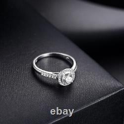 Natural Diamonds Wedding Jewelry Gift Pave&Prong Round 5mm Sterling Silver Ring