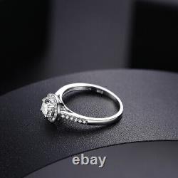 Natural Diamonds Wedding Jewelry Gift Pave&Prong Round 5mm Sterling Silver Ring