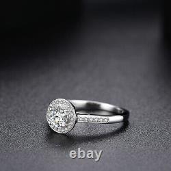 Natural Diamonds Wedding Jewelry Gift Pave&Prong Round 5mm Sterling Silver Ring