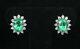 Natural Emerald & Diamond Stud Earring 925 Sterling Silver Wedding Gift Jewelry