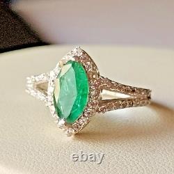 Natural Emerald Gemstone 925 Sterling Silver Band Handmade Women Jewelry Gift