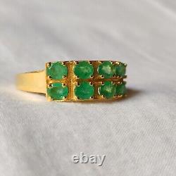 Natural Emerald Gemstone 925 Sterling Silver Gold Plating For Men Jewelry Gift