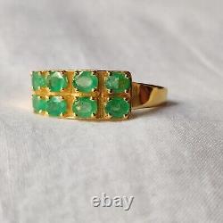 Natural Emerald Gemstone 925 Sterling Silver Gold Plating For Men Jewelry Gift