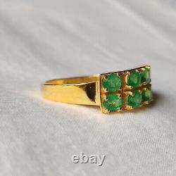 Natural Emerald Gemstone 925 Sterling Silver Gold Plating For Men Jewelry Gift