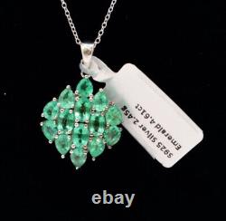 Natural Emerald Gemstone 925 Sterling Silver Jewelry Necklaces Gift For Girls