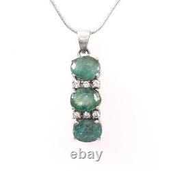Natural Emerald Gemstone Necklace Silver Handmade Jewelry Anniversary Gift