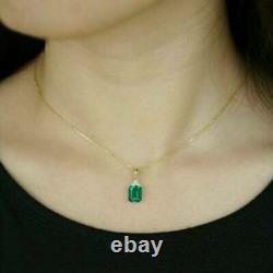 Natural Emerald Pendant Necklace Solitaire Gold Plated Jewelry Valentine's Gift
