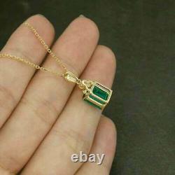 Natural Emerald Pendant Necklace Solitaire Gold Plated Jewelry Valentine's Gift