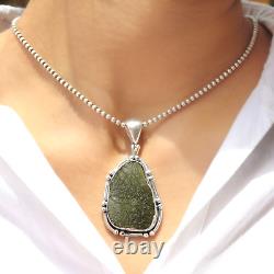 Natural Green Czech Moldavite Sterling Silver Pendant Necklace Gift Jewelry