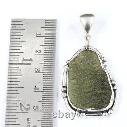 Natural Green Czech Moldavite Sterling Silver Pendant Necklace Gift Jewelry