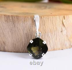 Natural Moldavite Gemstone 925 Sterling Silver Jewelry Gift For Girls