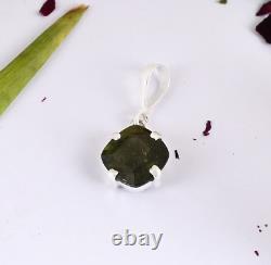 Natural Moldavite Gemstone 925 Sterling Silver Jewelry Gift For Girls