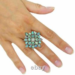 Natural Opal Gemstone & Pave Diamond Rings 925 Sterling Silver Gift Jewelry