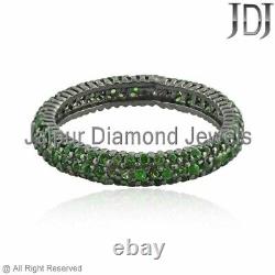 Natural Pave Chrome Diopside Eternity Band Ring 925 Silver Gemstone Jewelry GIFT