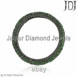 Natural Pave Chrome Diopside Eternity Band Ring 925 Silver Gemstone Jewelry GIFT