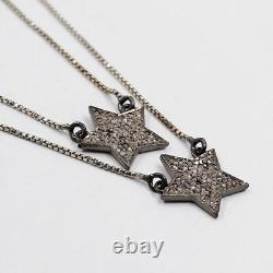 Natural Pave Diamond 925 Sterling Silver Charm Necklace Fine Jewelry Gift