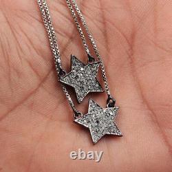 Natural Pave Diamond 925 Sterling Silver Charm Necklace Fine Jewelry Gift