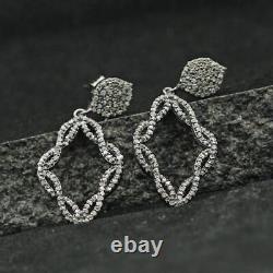 Natural Pave Diamond 925 Sterling Silver Earrings Fine Jewelry Gift For Her