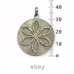 Natural Pave Diamond 925 Sterling Silver Pendant Flower Jewelry Gift For Her