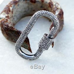 Natural Pave Diamond Carabiner Clasp Finding 925 Solid Silver Lock Jewelry GIFTS